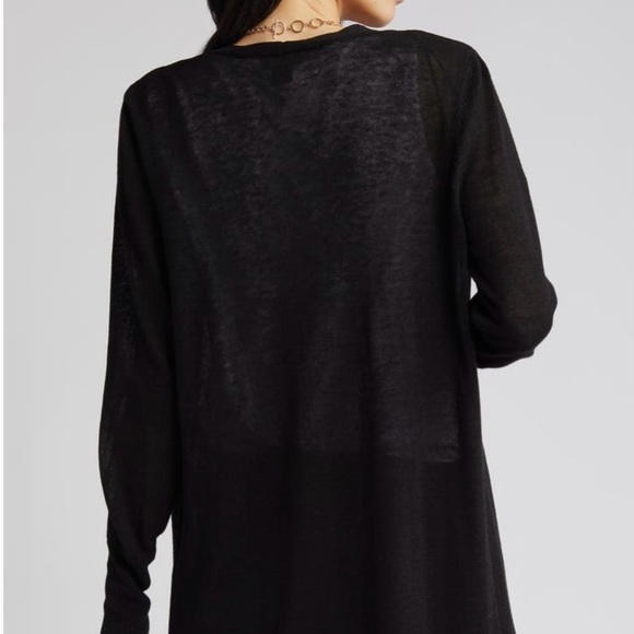 HALOGEN Linen Side Slit Cardigan Size XS Petite Striped - Picture 3 of 6